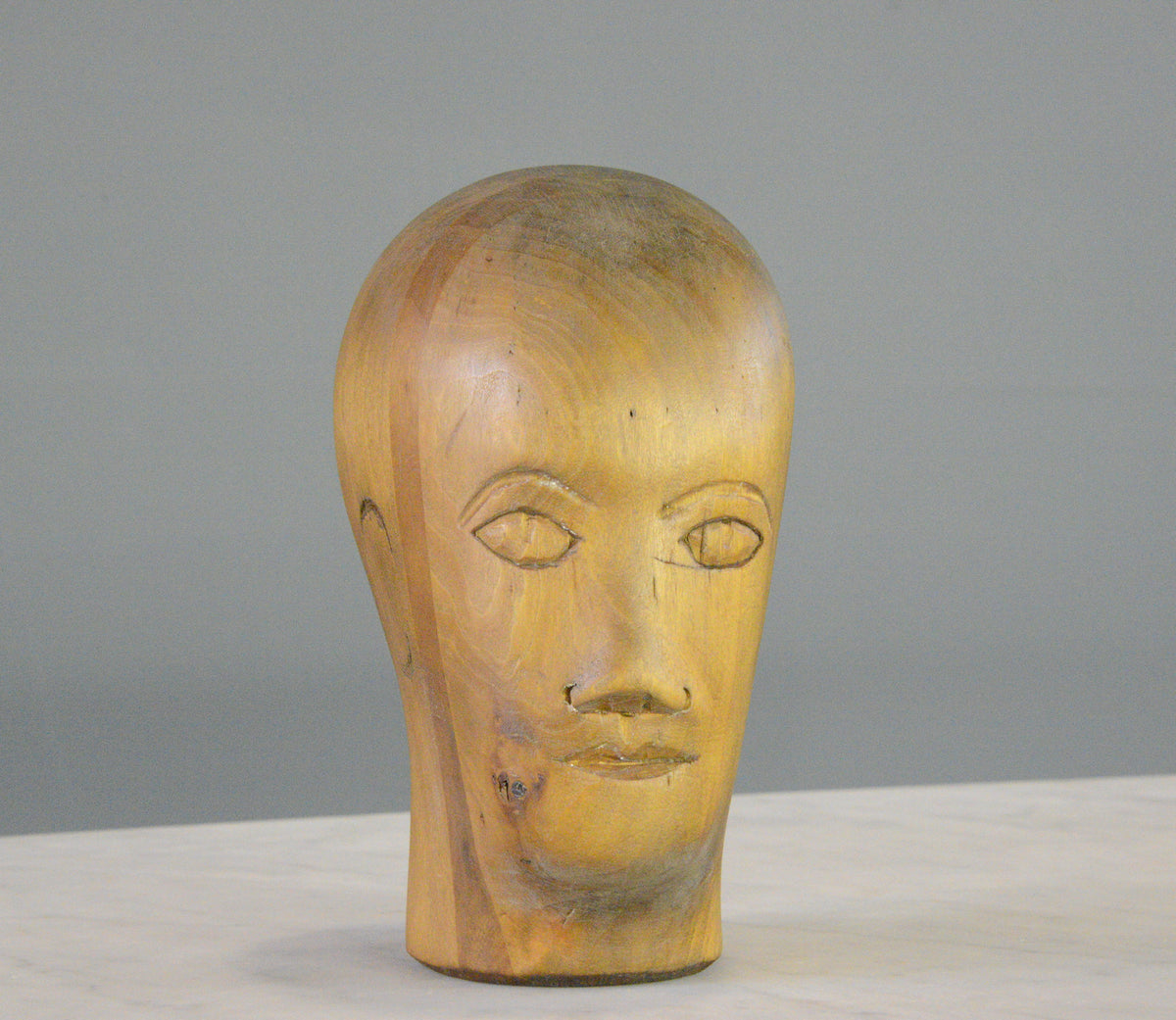 German Carved Wooden Milliners Head Circa 1910 – Otto's Antiques