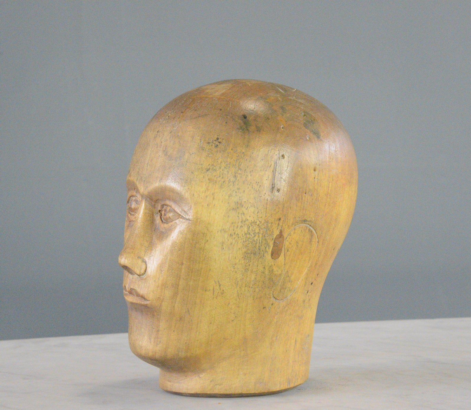 German Carved Wooden Milliners Head Circa 1910 – Otto's Antiques