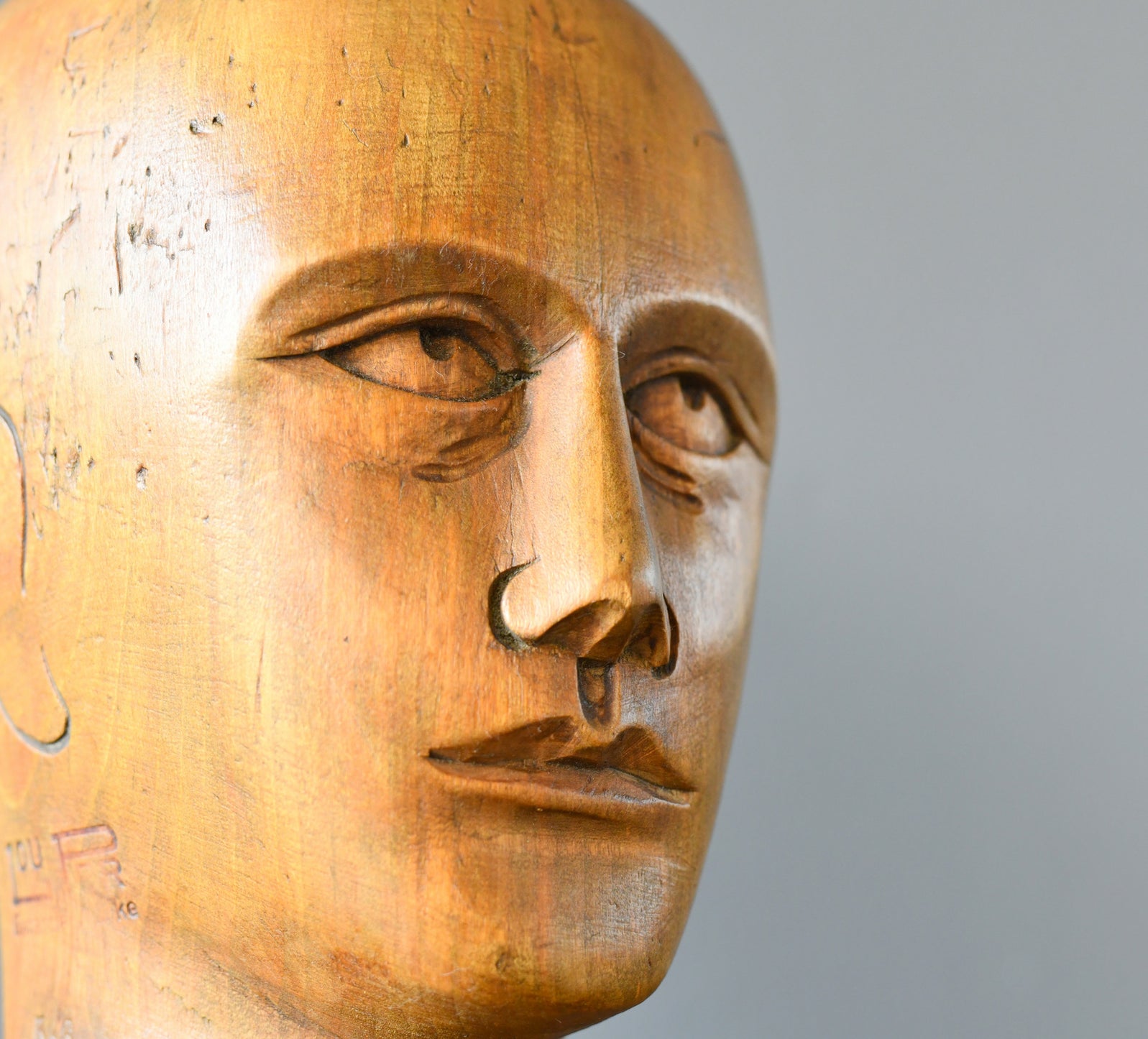 German Carved Wooden Milliners Head Circa 1910 – Otto's Antiques