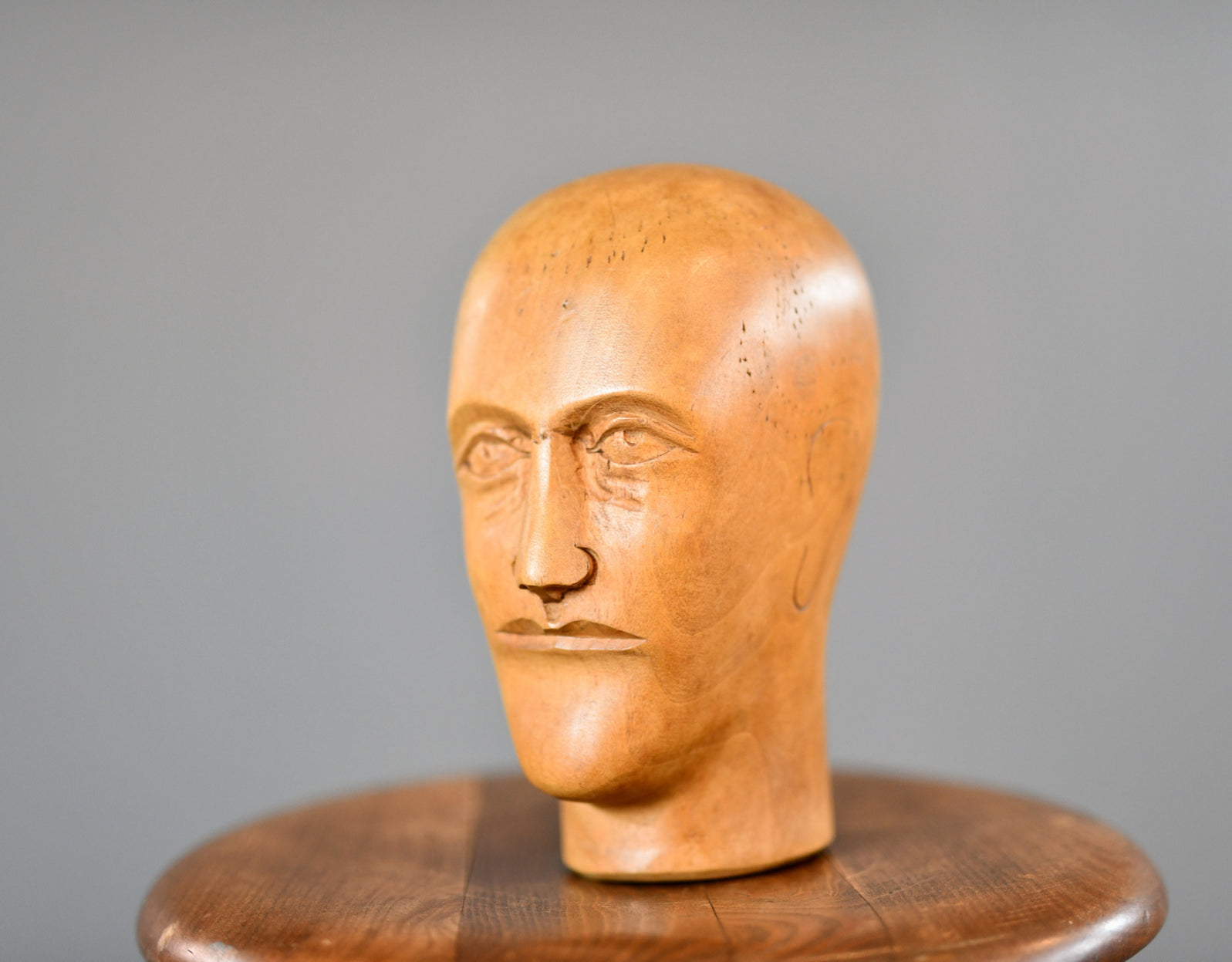 German Carved Wooden Milliners Head Circa 1910 – Otto's Antiques