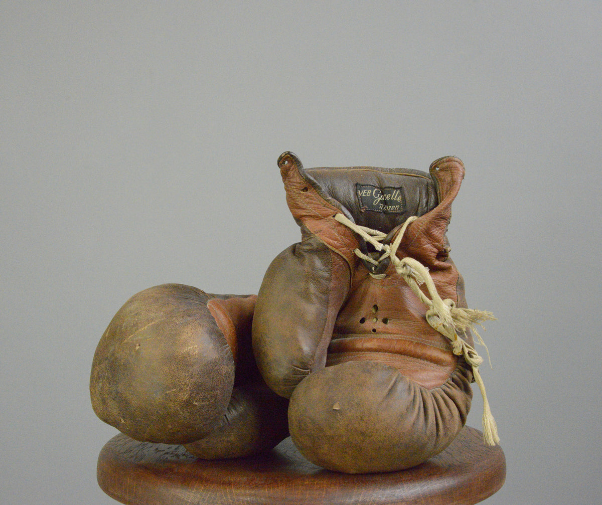 Leather & Horsehair Boxing Gloves Circa 1950s Otto's Antiques