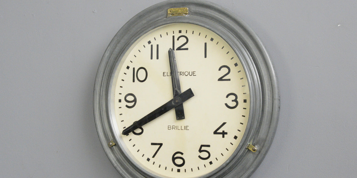Large Zinc Wall Clock By Brillie Circa 1930s – Otto's Antiques