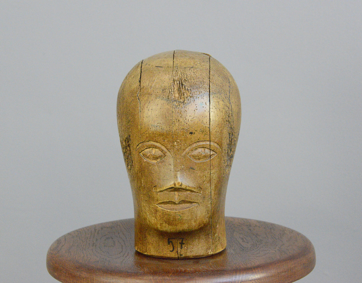 German Carved Wooden Milliners Head Circa 1910 – Otto's Antiques