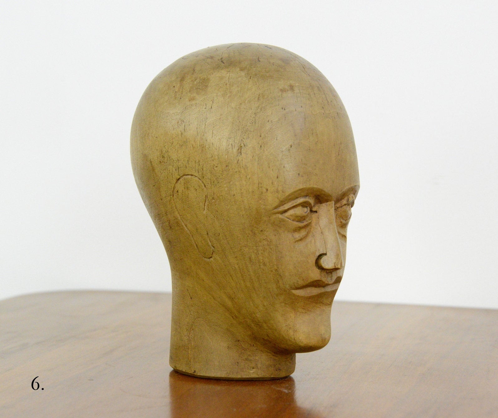 German Carved Wooden Milliners Head Circa 1910 – Otto's Antiques